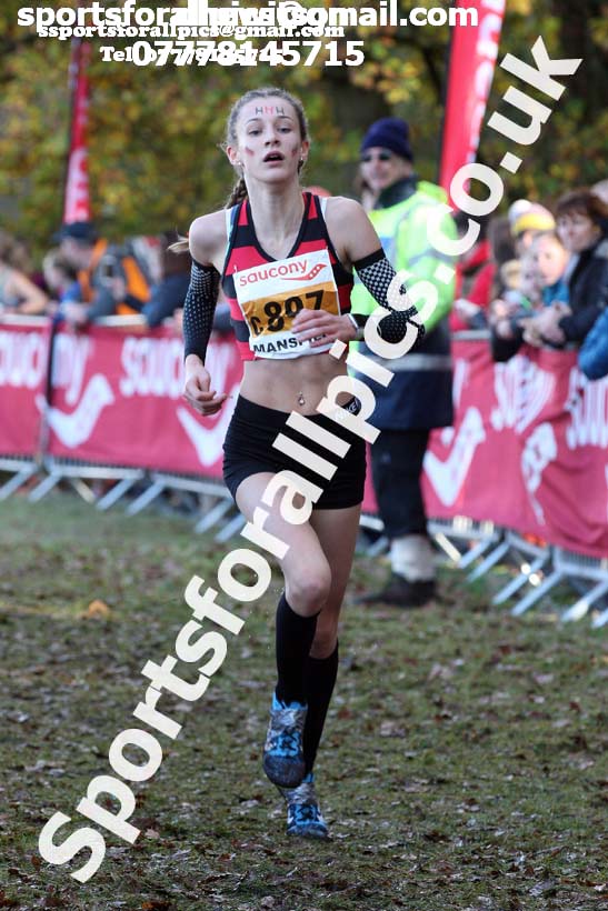Girls under-15s National Cross Country Relay, Berry Hill Park, Mansfield. Photo:  David T. Hewitson/Sports for All Pics